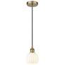 Edison 6" Wide Antique Brass Cord Hung Mini Pendant w/ White Venetian