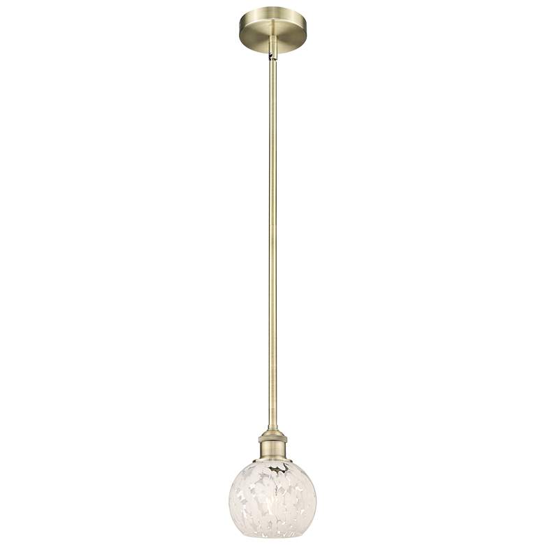 Image 1 Edison 6" Wide Antique Brass Stemmed Mini Pendant w/ White Mouchette S