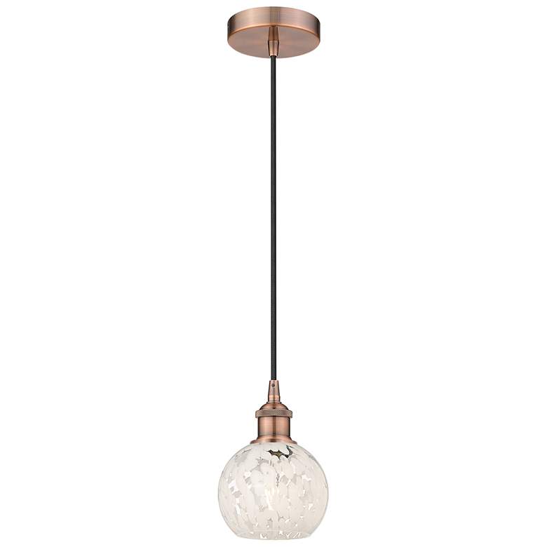 Image 1 Edison 6" Wide Antique Copper Corded Mini Pendant w/ White Mouchette S