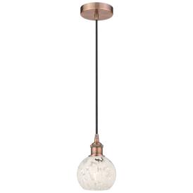 Edison 6" Wide Antique Copper Corded Mini Pendant w/ White Mouchette S Edison 6" Wide Antique Copper Corded Mini Pendant w/ White Mouchette S
