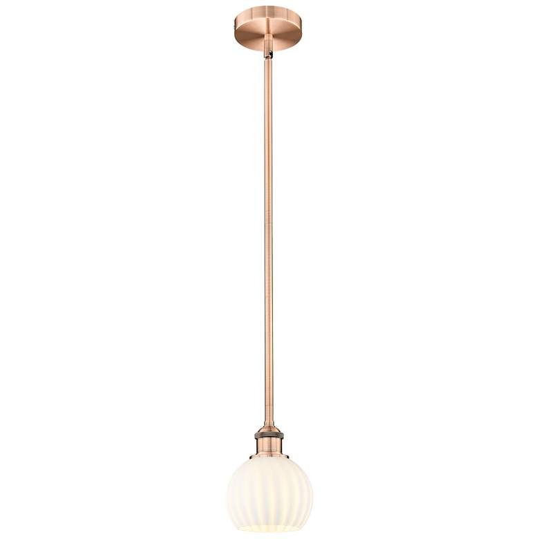 Image 1 Edison 6" Wide Antique Copper Stemmed Mini Pendant w/ White Venetian S