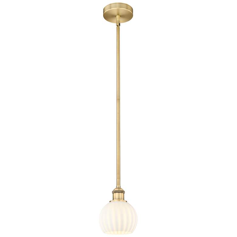 Image 1 Edison 6" Wide Brushed Brass Stem Hung Mini Pendant w/ White Venetian