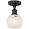 Edison 6" Wide Matte Black Semi-Flush Mount With White Mouchette Shade