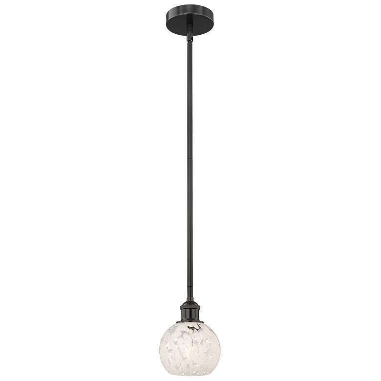 Image 1 Edison 6" Wide Matte Black Stem Hung Mini Pendant w/ White Mouchette S