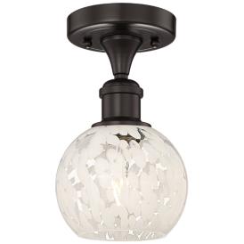 Edison 6" Wide Oil Rubbed Bronze Semi-Flush Mount w/ White Mouchette S Edison 6" Wide Oil Rubbed Bronze Semi-Flush Mount w/ White Mouchette S
