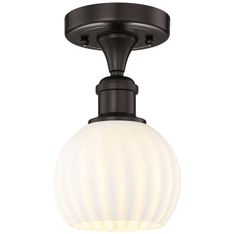 Image 1 Edison 6" Wide Oil Rubbed Bronze Semi-Flush Mount With White Venetian