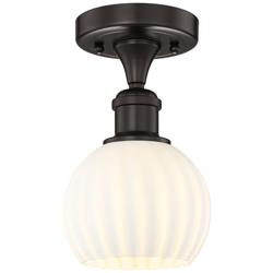 Edison 6" Wide Oil Rubbed Bronze Semi-Flush Mount With White Venetian