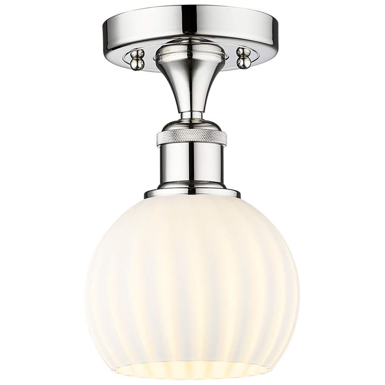 Image 1 Edison 6" Wide Polished Chrome Semi-Flush Mount With White Venetian Sh