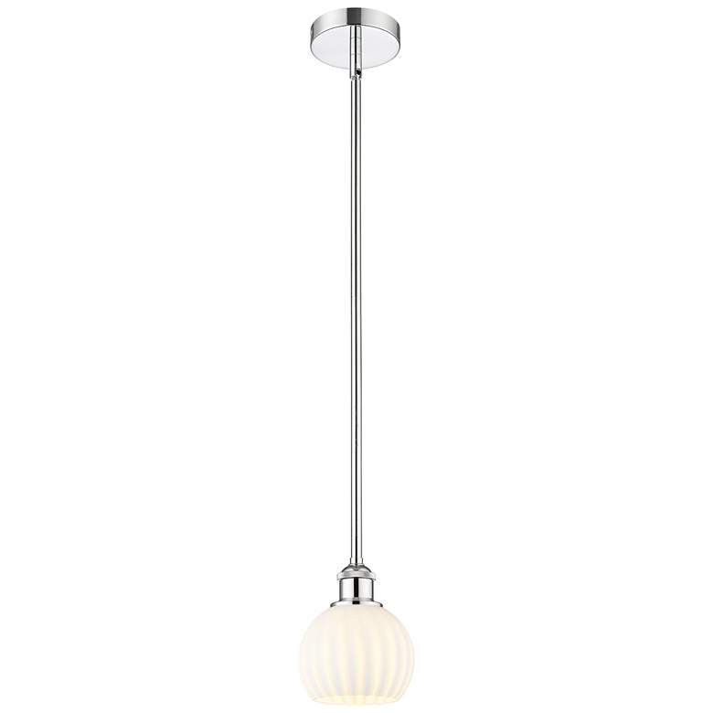 Image 1 Edison 6" Wide Polished Chrome Stemmed Mini Pendant w/ White Venetian