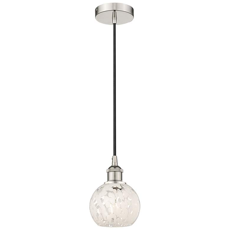 Image 1 Edison 6" Wide Polished Nickel Corded Mini Pendant w/ White Mouchette