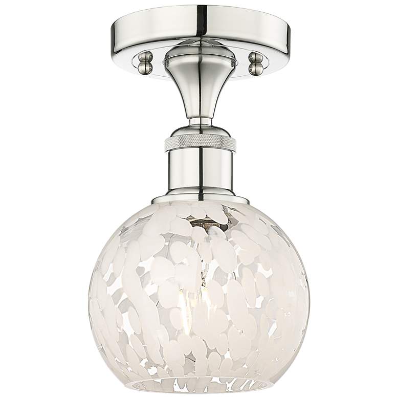 Image 1 Edison 6" Wide Polished Nickel Semi-Flush Mount With White Mouchette S