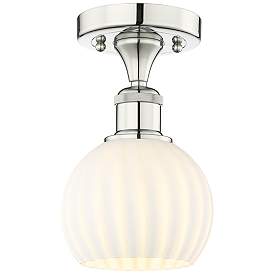 Image1 of Edison 6" Wide Polished Nickel Semi-Flush Mount With White Venetian Sh