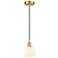 Edison 6" Wide Satin Gold Cord Hung Mini Pendant With White Venetian S