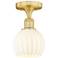 Edison 6" Wide Satin Gold Semi-Flush Mount With White Venetian Shade
