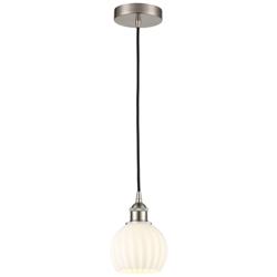 Edison 6"W Brushed Satin Nickel Corded Mini Pendant w/ White Venetian