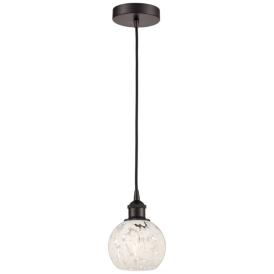 Edison 6"W Oil Rubbed Bronze Corded Mini Pendant w/ White Mouchette Sh Edison 6"W Oil Rubbed Bronze Corded Mini Pendant w/ White Mouchette Sh