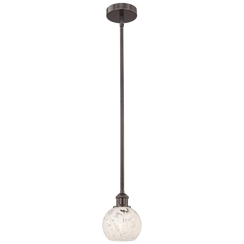 Image 1 Edison 6"W Oil Rubbed Bronze Stemmed Mini Pendant w/ White Mouchette S
