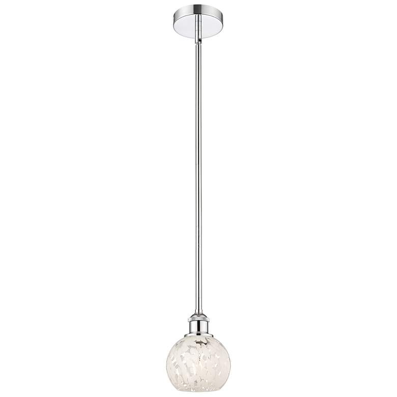 Image 1 Edison 6"W Polished Chrome Stemmed Mini Pendant w/ White Mouchette Sha