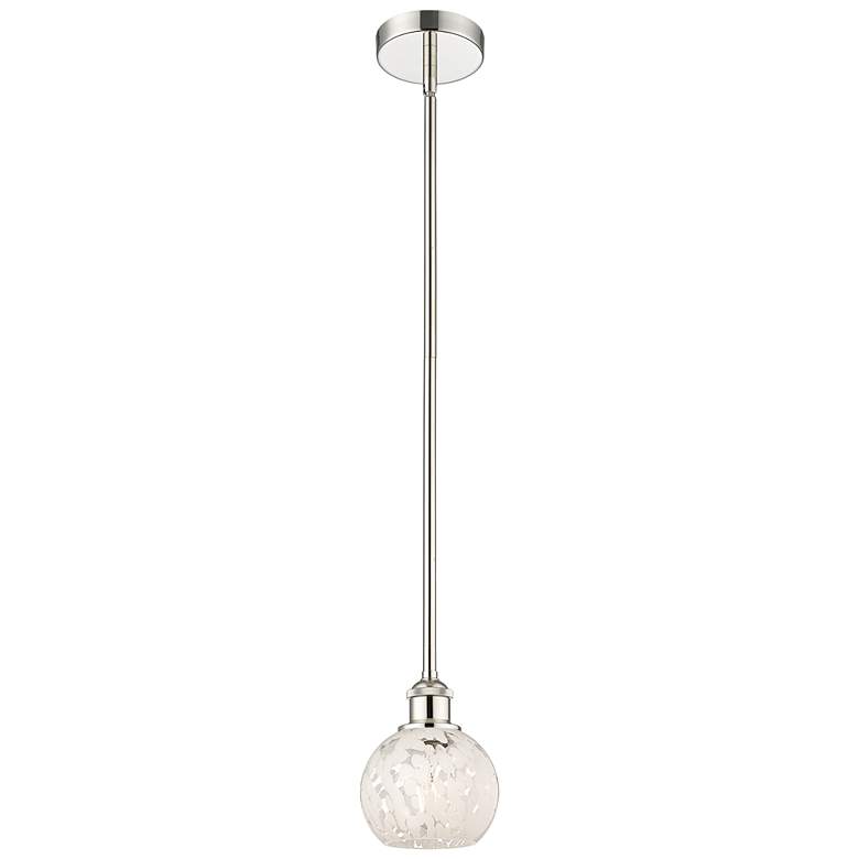 Image 1 Edison 6"W Polished Nickel Stemmed Mini Pendant w/ White Mouchette Sha