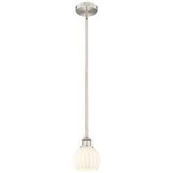 Edison 6"W Satin Nickel Stemmed Mini Pendant w/ White Venetian Shade
