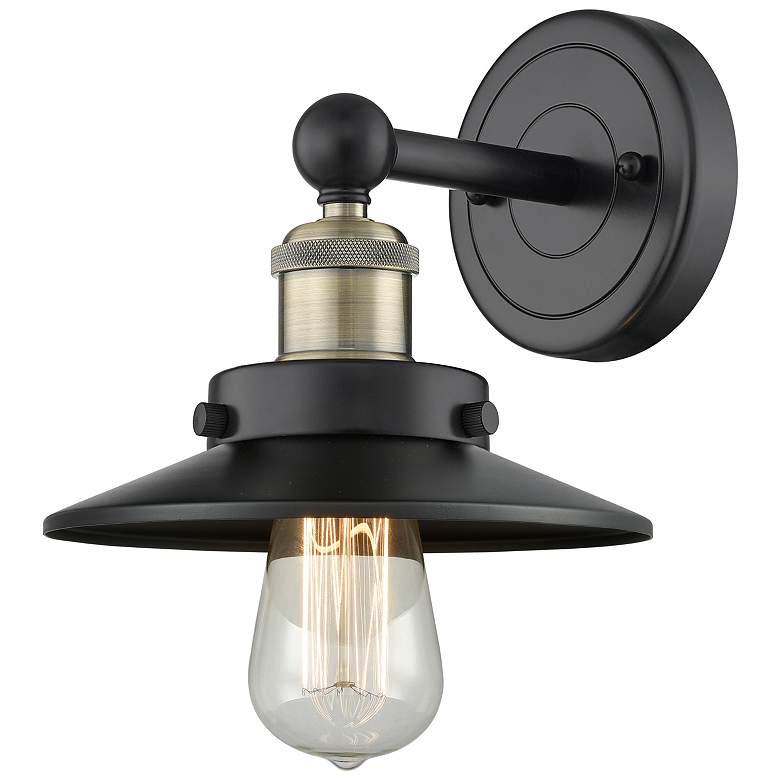 Image 1 Edison 7 1/4" High Black Antique Brass Wall Sconce