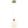 Edison 8" Wide Antique Brass Cord Hung Mini Pendant w/ White Venetian