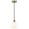 Edison 8" Wide Antique Brass Cord Hung Mini Pendant w/ White Venetian