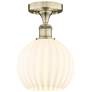 Edison 8" Wide Antique Brass Semi-Flush Mount With White Venetian Shad