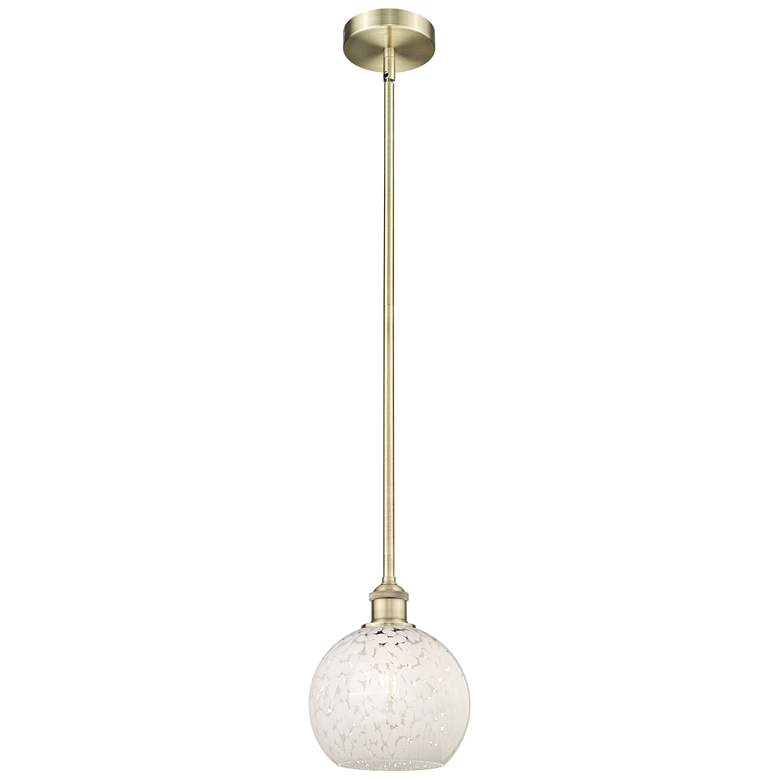 Image 1 Edison 8" Wide Antique Brass Stemmed Mini Pendant w/ White Mouchette S