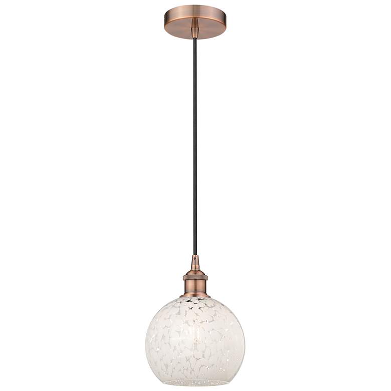 Image 1 Edison 8" Wide Antique Copper Corded Mini Pendant w/ White Mouchette S