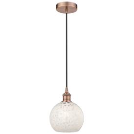Edison 8" Wide Antique Copper Corded Mini Pendant w/ White Mouchette S Edison 8" Wide Antique Copper Corded Mini Pendant w/ White Mouchette S