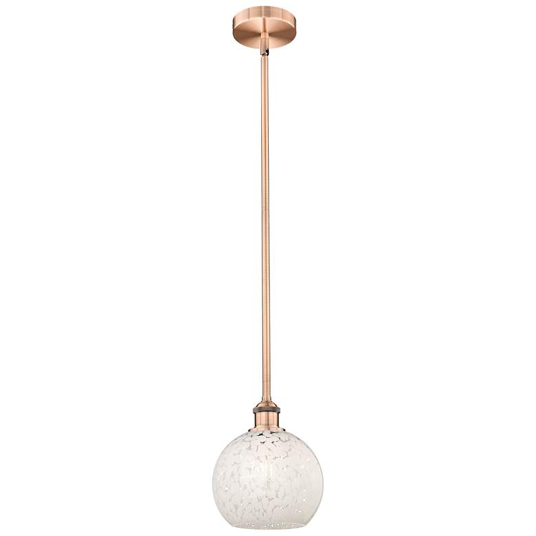 Image 1 Edison 8" Wide Antique Copper Stemmed Mini Pendant w/ White Mouchette