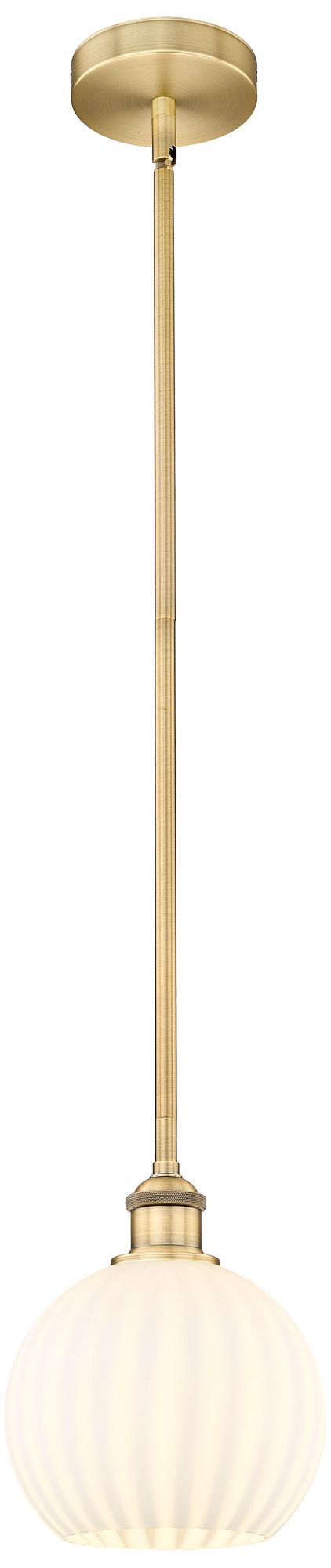 Edison 8" Wide Brushed Brass Stem Hung Mini Pendant w/ White Venetian