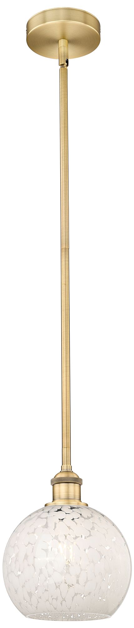 Edison 8" Wide Brushed Brass Stemmed Mini Pendant w/ White Mouchette S