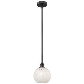 Edison 8" Wide Matte Black Stem Hung Mini Pendant w/ White Mouchette S Edison 8" Wide Matte Black Stem Hung Mini Pendant w/ White Mouchette S