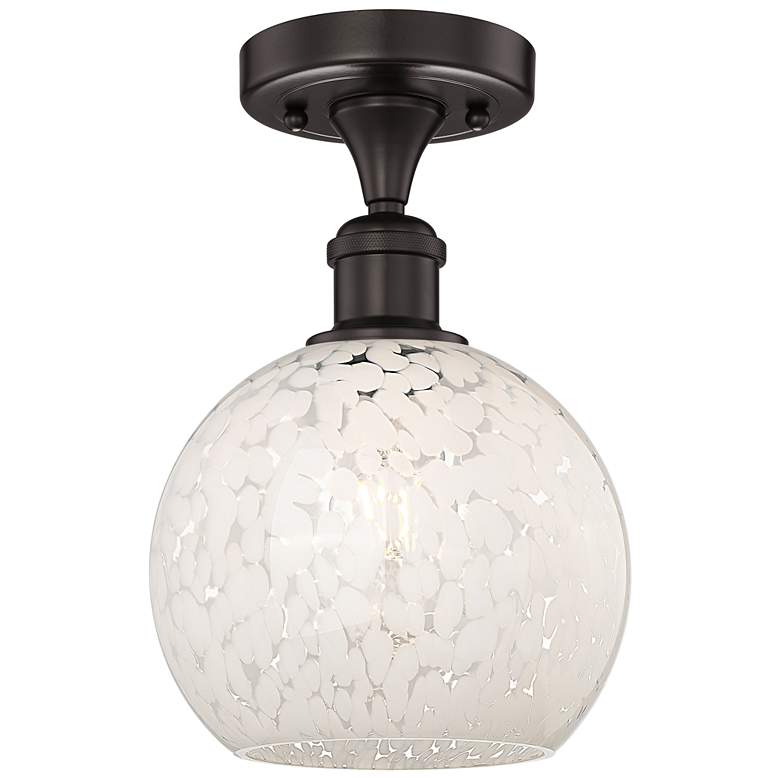Image 1 Edison 8" Wide Oil Rubbed Bronze Semi-Flush Mount w/ White Mouchette S