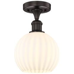 Edison 8" Wide Oil Rubbed Bronze Semi-Flush Mount With White Venetian