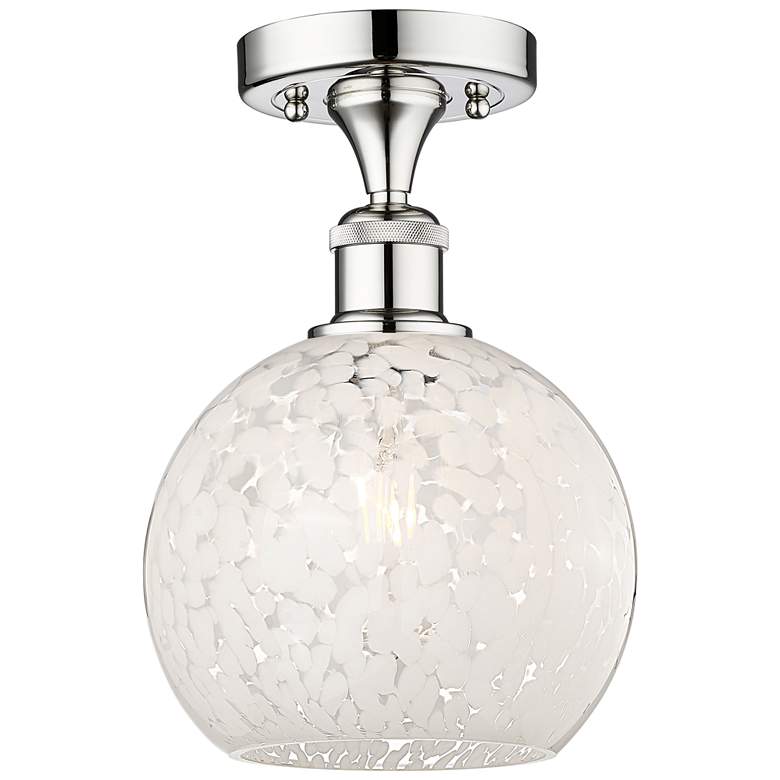 Image 1 Edison 8" Wide Polished Chrome Semi-Flush Mount With White Mouchette S