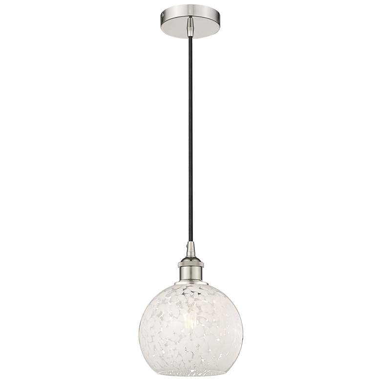 Image 1 Edison 8" Wide Polished Nickel Corded Mini Pendant w/ White Mouchette