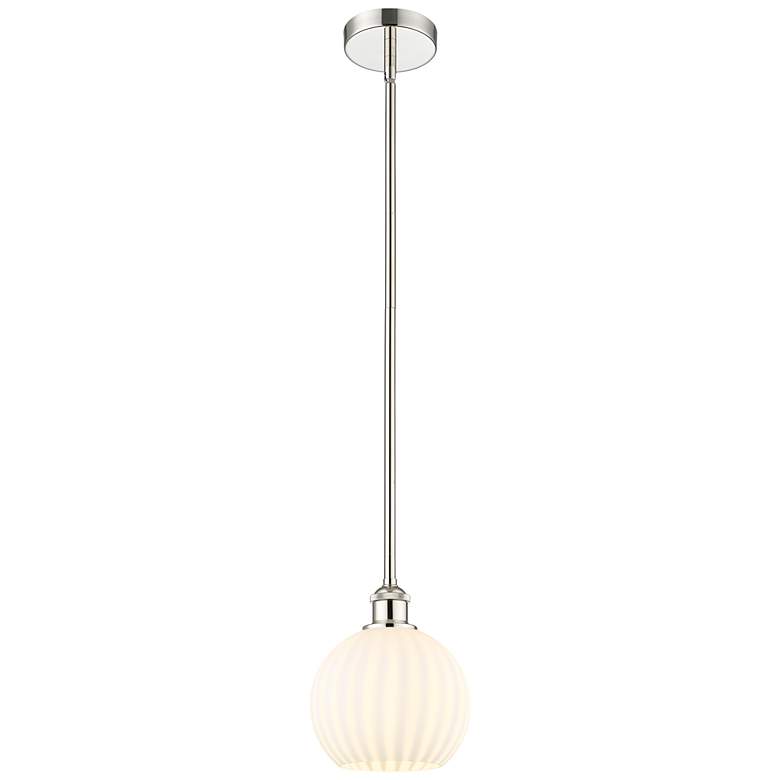 Image 1 Edison 8" Wide Polished Nickel Stemmed Mini Pendant w/ White Venetian