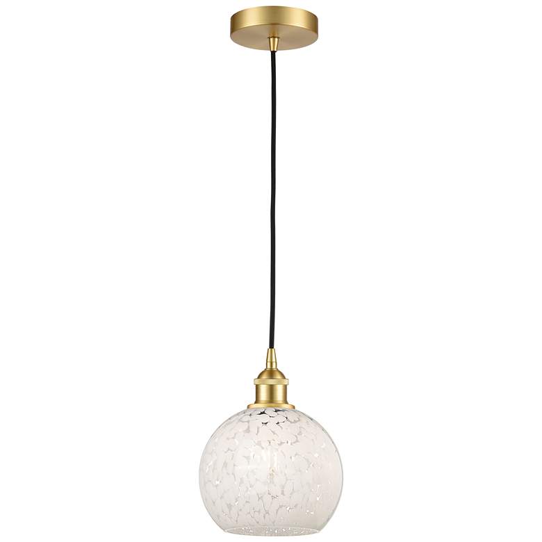 Image 1 Edison 8" Wide Satin Gold Cord Hung Mini Pendant With White Mouchette