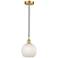 Edison 8" Wide Satin Gold Cord Hung Mini Pendant With White Mouchette
