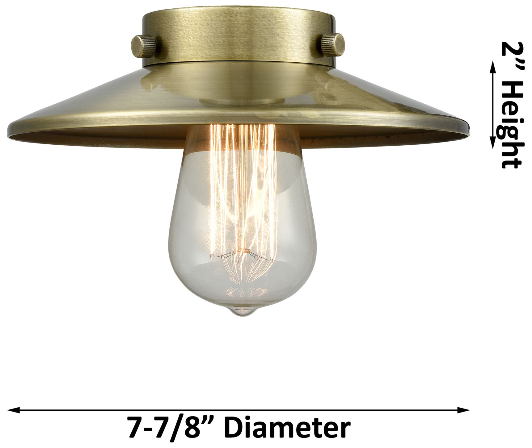 Image 3 Edison 8"W Black Antique Brass Semi.Flush Mount w/ Short Matte Black S more views