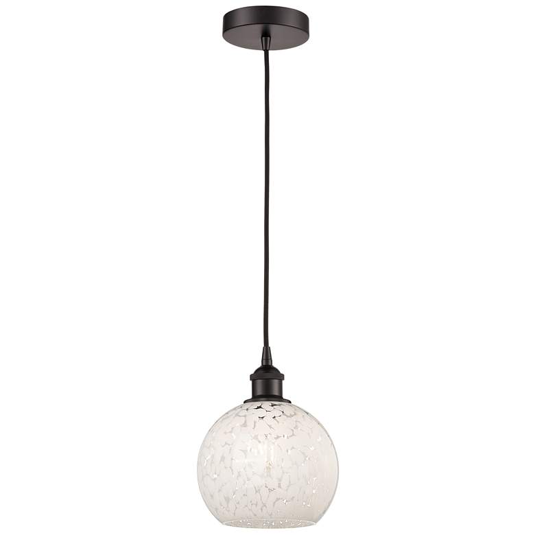 Image 1 Edison 8"W Oil Rubbed Bronze Corded Mini Pendant w/ White Mouchette Sh