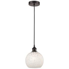 Edison 8"W Oil Rubbed Bronze Corded Mini Pendant w/ White Mouchette Sh Edison 8"W Oil Rubbed Bronze Corded Mini Pendant w/ White Mouchette Sh