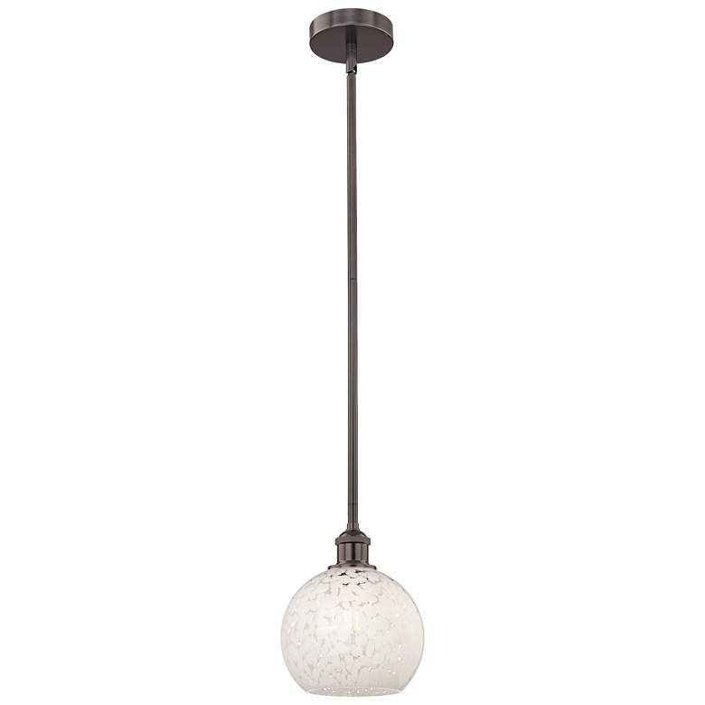 Image 1 Edison 8"W Oil Rubbed Bronze Stemmed Mini Pendant w/ White Mouchette S