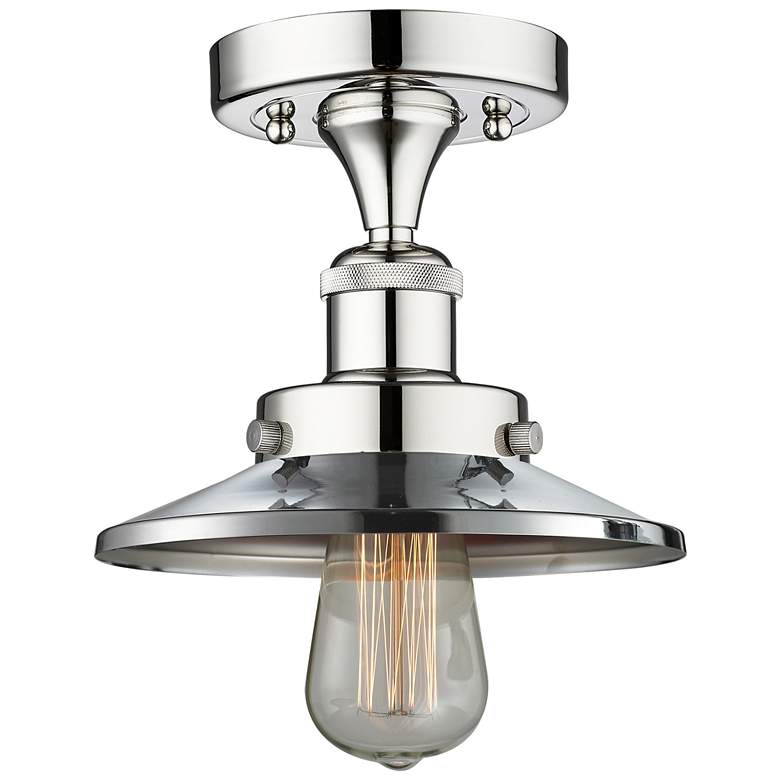 Image 1 Edison 8"W Polished Chrome Semi.Flush Mount w/ Short Polished Chrome S