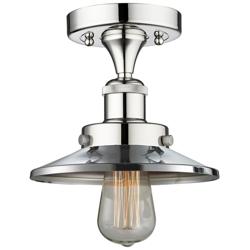 Edison 8"W Polished Chrome Semi.Flush Mount w/ Short Polished Chrome S