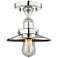 Edison 8"W Polished Nickel Semi.Flush Mount w/ Short Polished Nickel S