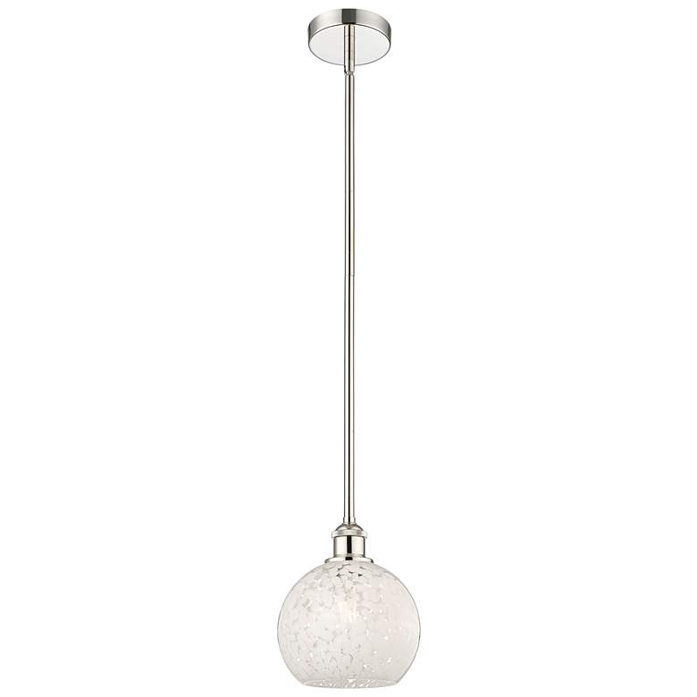 Image 1 Edison 8"W Polished Nickel Stemmed Mini Pendant w/ White Mouchette Sha